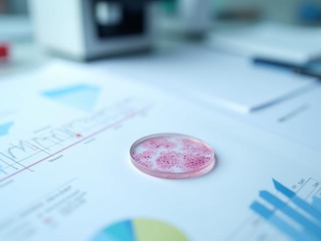 Microscope slide on a scientific report, symbolizing published clinical research on vascular health.
