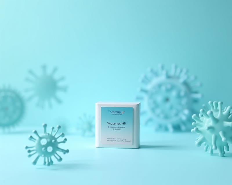 Vascanox HP product packaging with background imagery related to nitric oxide production and cellular pathways.